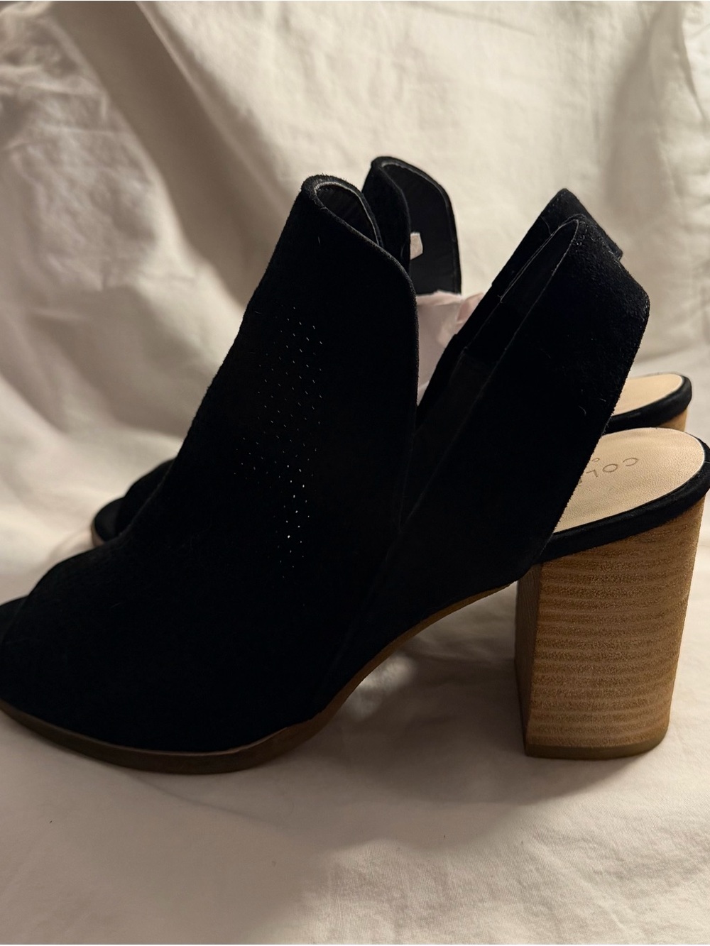 Cole Haan Black Suede Slingback Block Heel